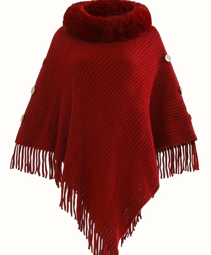 Plush female poncho/shawl.