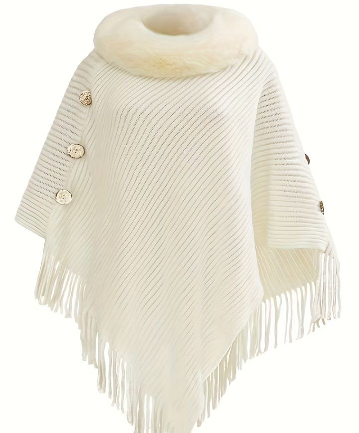 Plush female poncho/shawl.